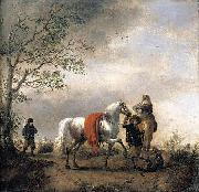 Philips Wouwerman Cavalier Holding a Dappled Grey Horse oil painting